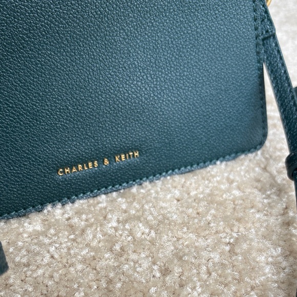 Charles & Keith Teal Mini Bag with Gold Accents - Picture 5 of 6